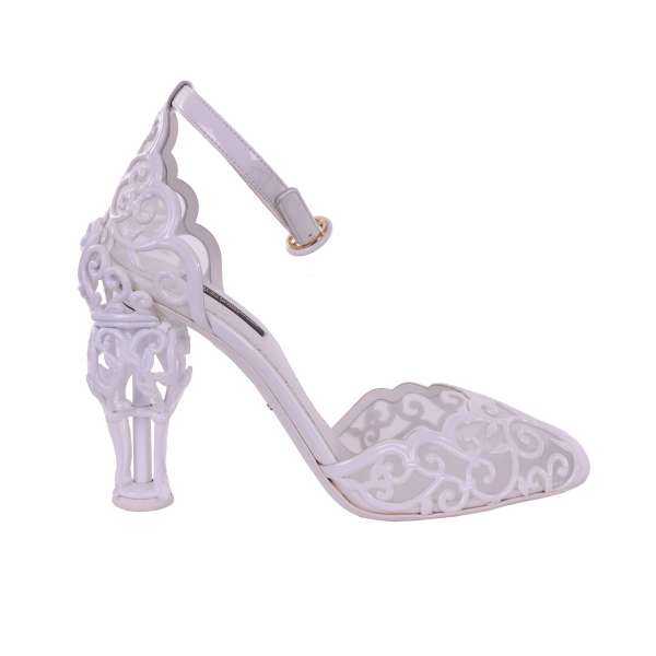 Ankle Strap D'Orsay Pumps with tree design and cage heel by DOLCE & GABBANA Black Label