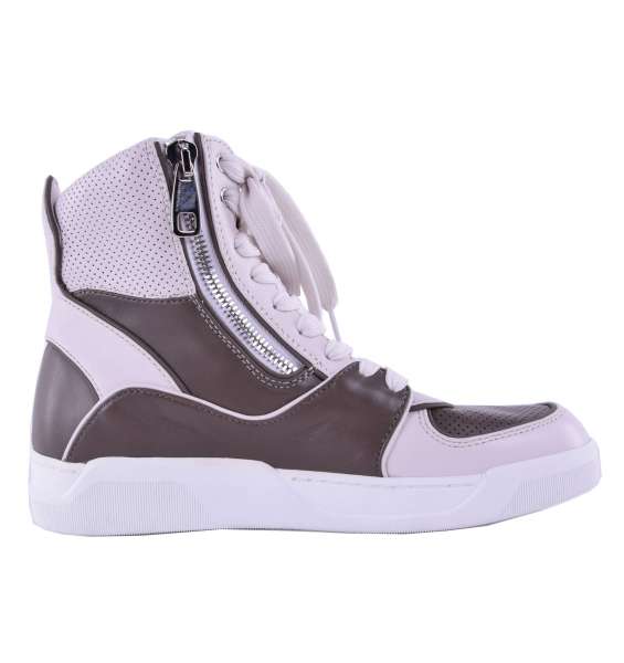Bicolor High-Top Sneakers with two side zippers by DOLCE & GABBANA Black Label
