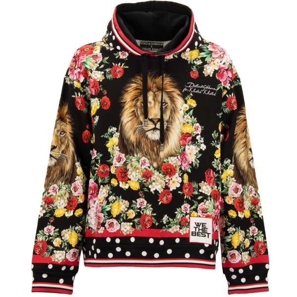 Hoodie / Sweatshirt mit Kapuze mit Löwen, Blumen und Logo Print von DOLCE & GABBANA - DOLCE & GABBANA x DJ KHALED Limited Edition
