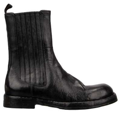 Leder Stiefel Stiefeletten Boots Schuhe PERUGINO Schwarz 42 UK 8