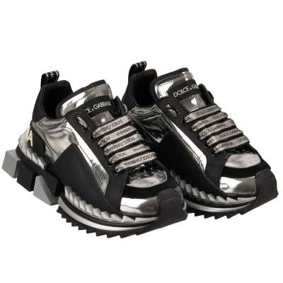 DG Logo Plateau Sneaker SUPER QUEEN Silber Schwarz 37,5