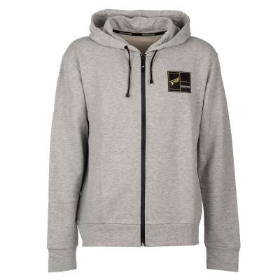 Cotton Hoody with Painted Eagle and Logo Gray