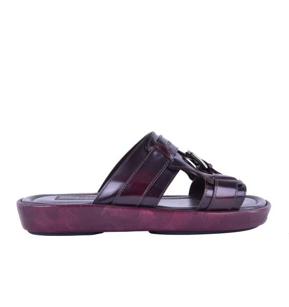 Sandalen MEDITERRANEO aus glattem Kalbsleder mit Logo-Print und Schnalle von DOLCE & GABBANA Black Label