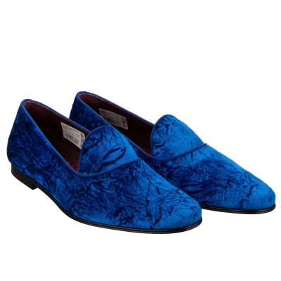 DG Logo Velvet Shoes Loafer Moccasins VASARI Blue 44 UK 10 US 11