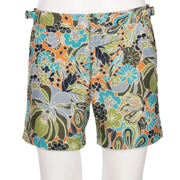 Erweiterbare Badeshorts / Badehose mit Blumen Print, Logo, Innenslip und Taschen von DOLCE & GABBANA Beachwear