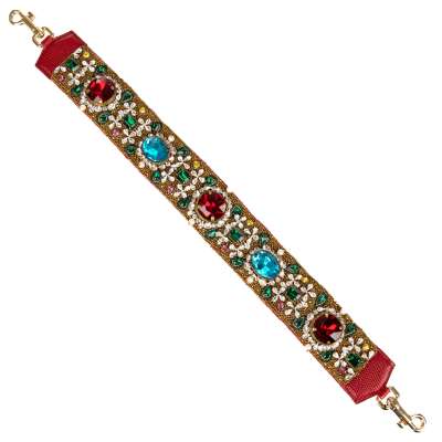 Royal Crystal Pearl Embroidery Bag Belt Strap Handle Red Gold