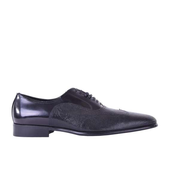 Business Oxford Schuhe aus Leguan- und Kalbsleder von DOLCE & GABBANA Black Label