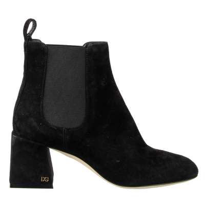 DG Logo Suede Leather Ankle Boots Black 37
