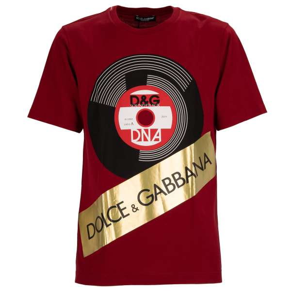 Baumwolle T-Shirt mit DG Platte Soundtrack Logo Applikationen und Logo Patch am Hals von DOLCE & GABBANA