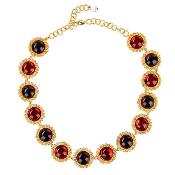 Baroque chain with cabouchon pearls in red, purple and gold by DOLCE & GABBANA