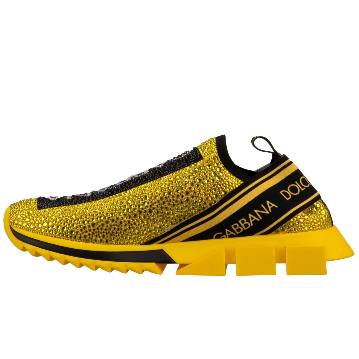 Dolce Gabbana Crystal DG Logo Slip On Sneaker SORRENTO Yellow Black 45 FASHION ROOMS