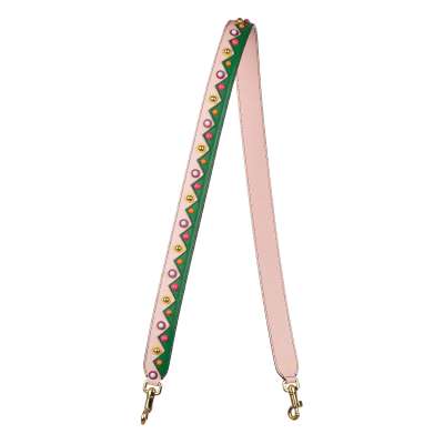 Studded Leather Bag Strap Handle Pink Green Gold