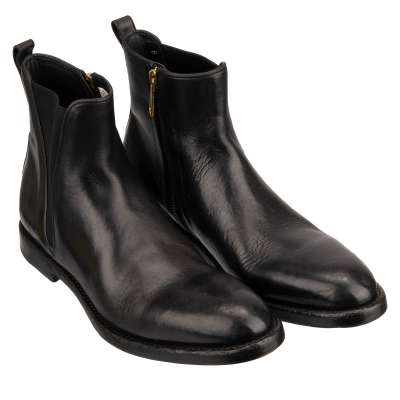 Leder Stiefel Stiefeletten Boots Schuhe GIOTTO Schwarz 43 UK 9