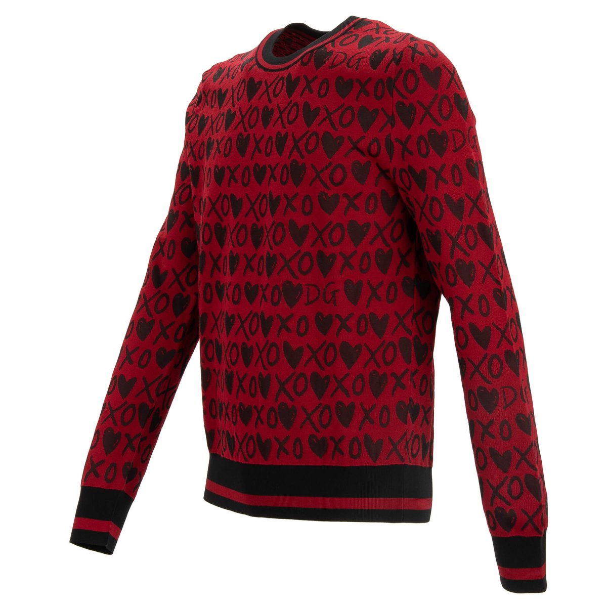 Dolce & Gabbana XO Heart DG Logo Wool Sweater Black Red Dolce & Gabbana XO Heart DG Logo Wool Sweater Black Red