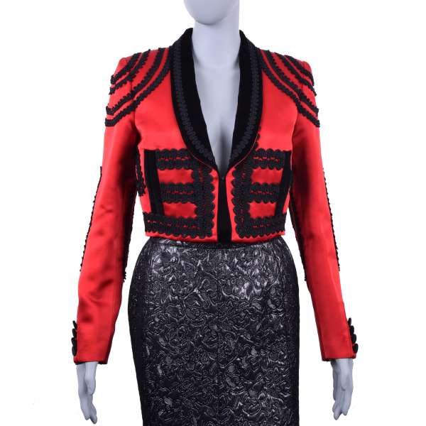 Embroidered spanisch torero style jacket / blazer made of silk and velour by DOLCE & GABBANA Black Line