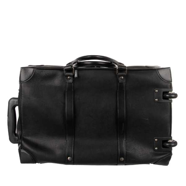 Exclusive Vintage style Suitcase / Trolley Case made of leather with zip closure and expandable pull handle by DOLCE & GABBANA