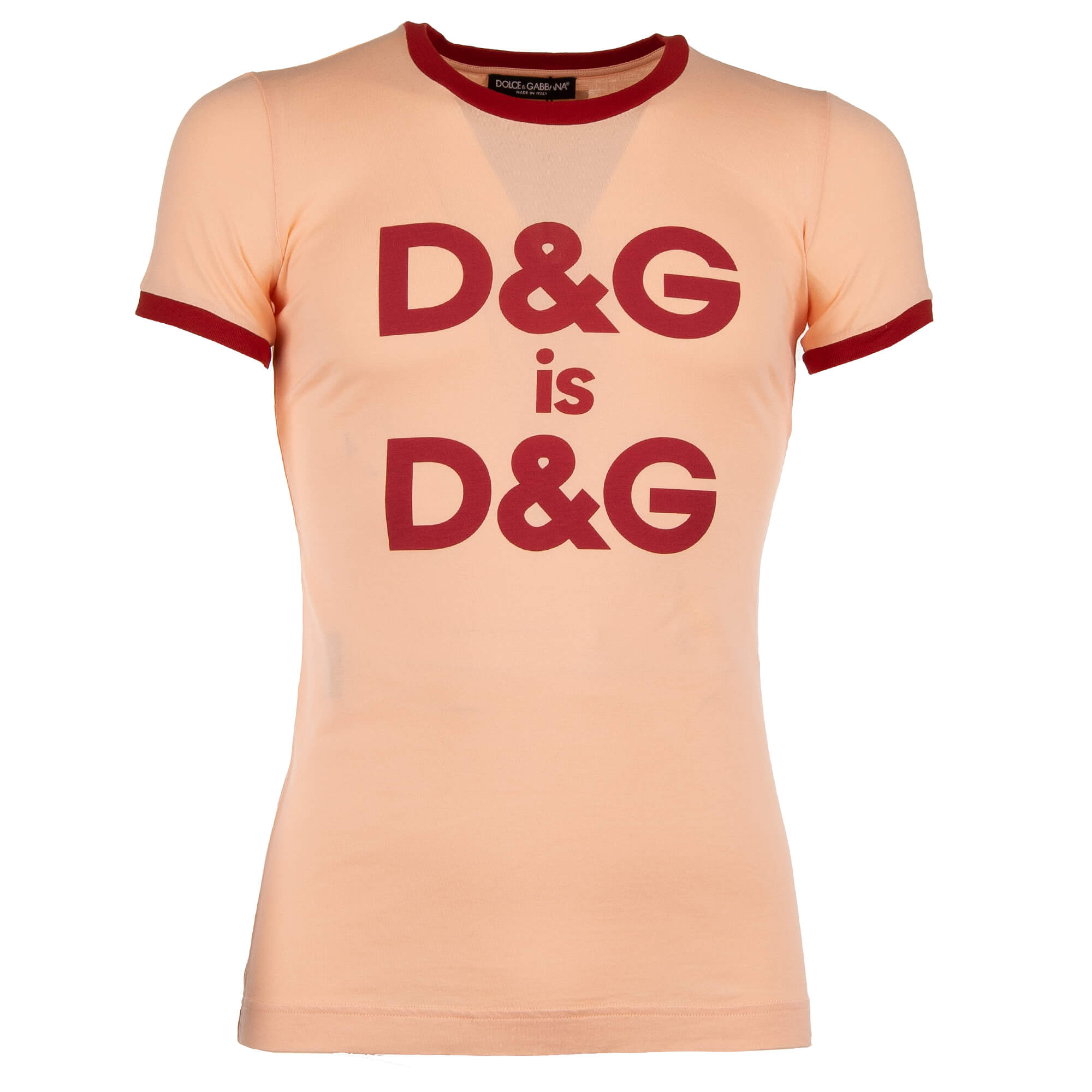 Dolce & Gabbana Cotton T-Shirt with D&G is D&G Logo Print Pink Red |  FASHION ROOMS