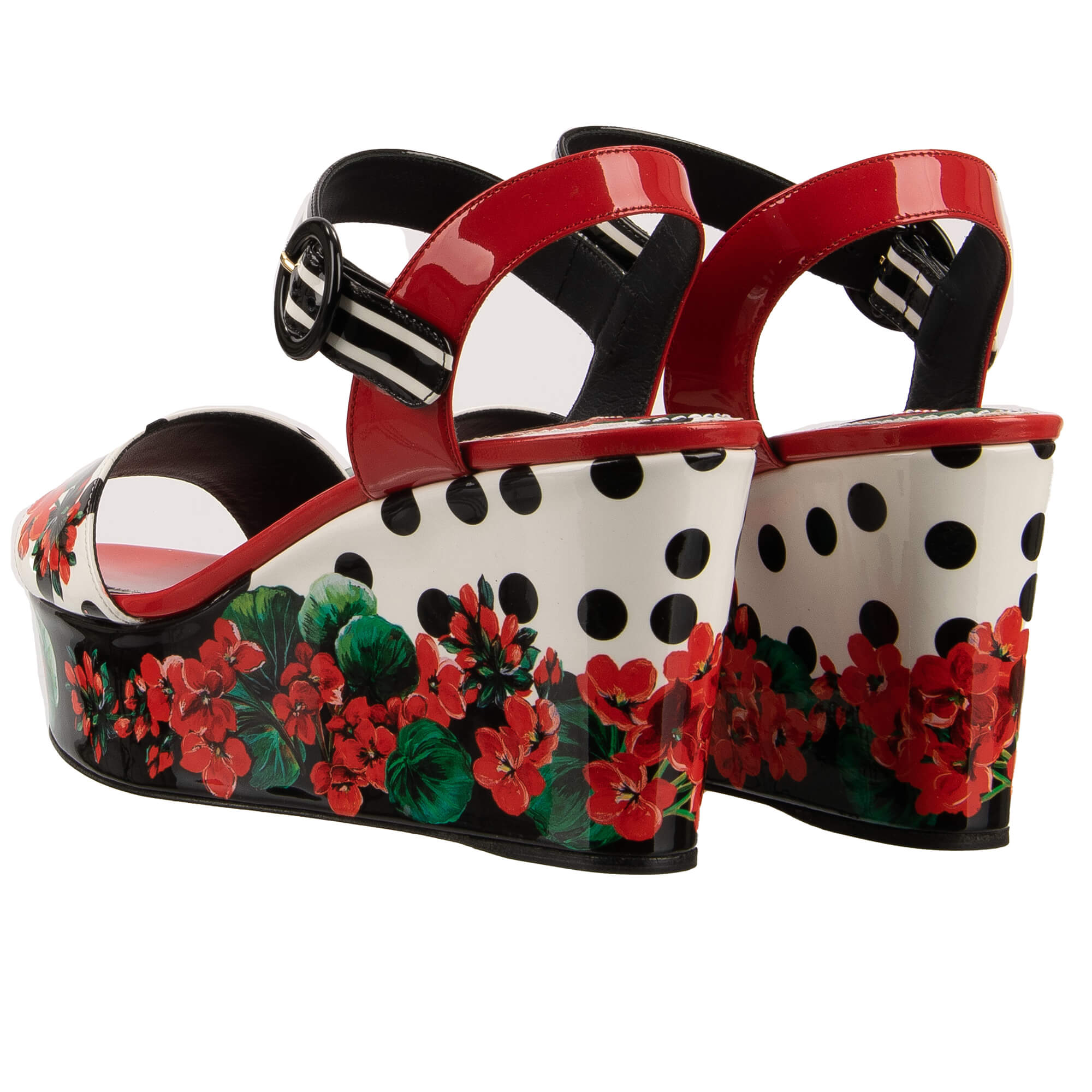 Dolce & Gabbana Geranium Flower Platform Sandals BIANCA Red Black White ...