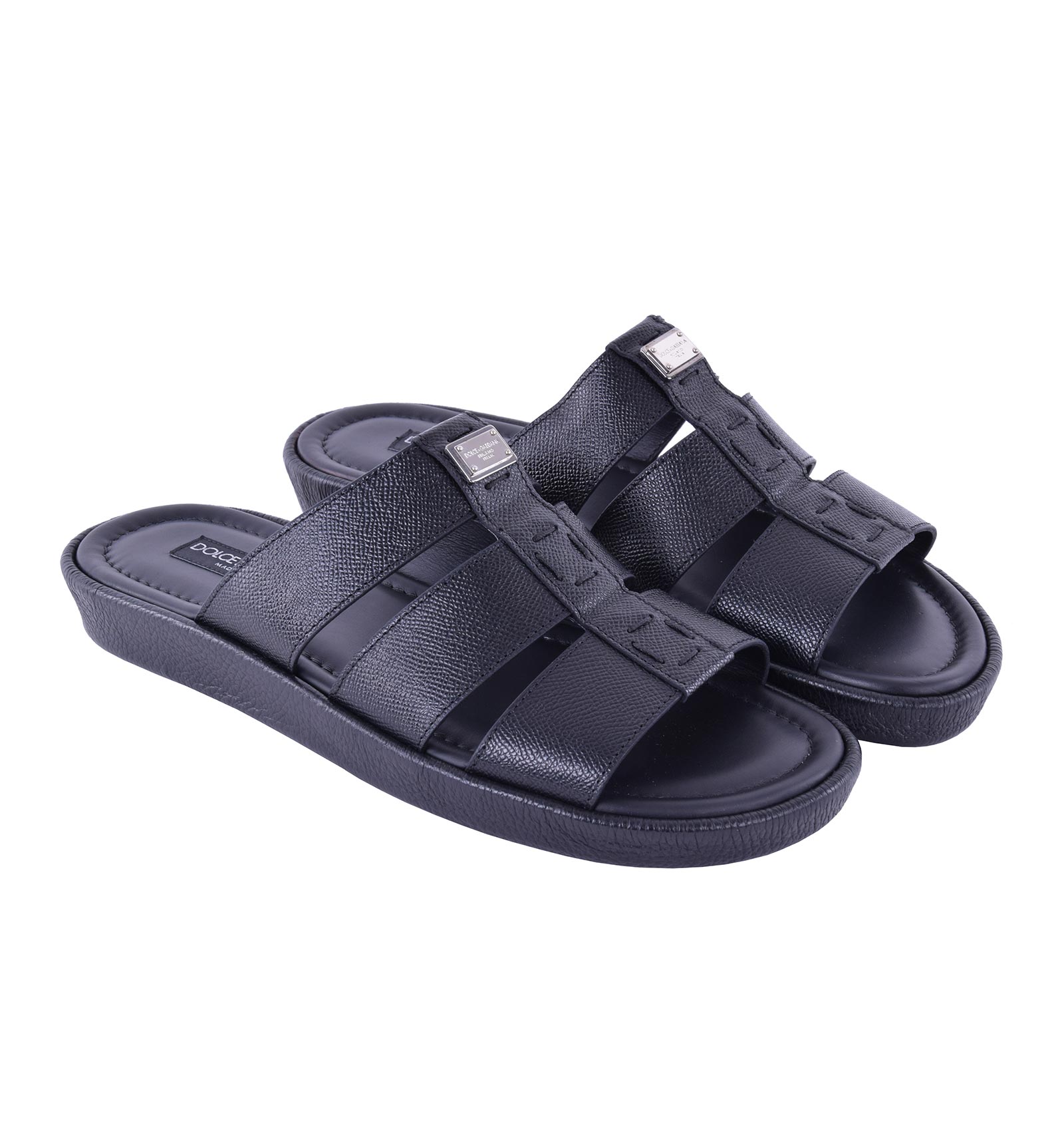 Logo plate leather sandal shop