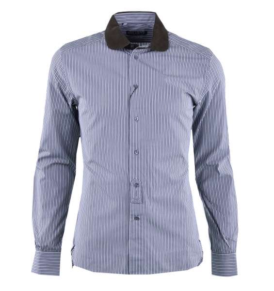 Striped cotton Shirt SICILIA with cord collar by DOLCE & GABBANA