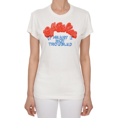 Off White Virgil Abloh Heart Woman Logo Cotton T Shirt Top White FASHION ROOMS