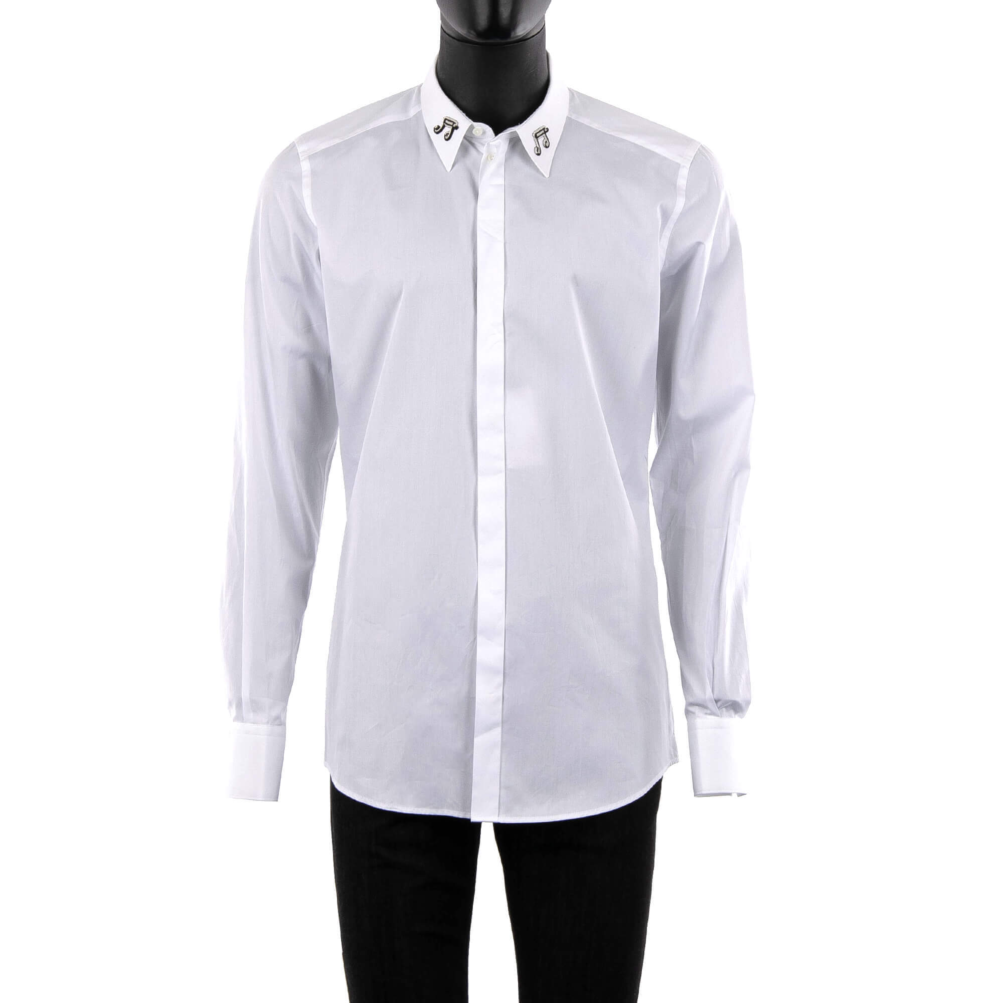 Dolce Gabbana GOLD Shirt with Collar Patches White FASHION ROOMS