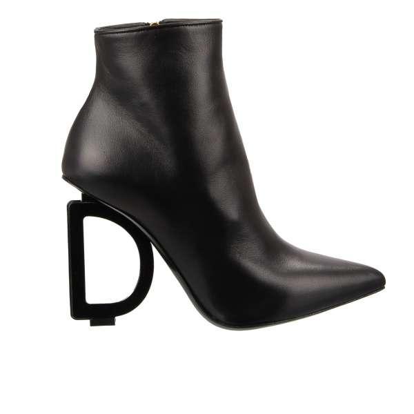 Leather Boots LORI with decorative DG Logo Heels in black by DOLCE & GABBANA
