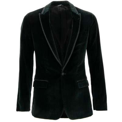 Velvet Blazer Jacket MARTINI Peak Lapel Green 44 US 34 XS