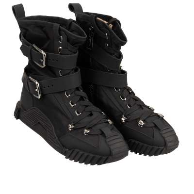 Strap Buckle High Top Boots Sneaker NS1 Black 40