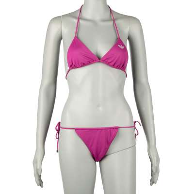 Padded Triangle Bikini with Logo Pink