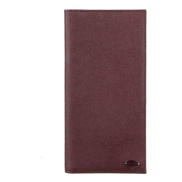 Large dauphine leather bifold document holder / wallet with many pockets and slots and DG logo plate in cherry red by DOLCE & GABBANA