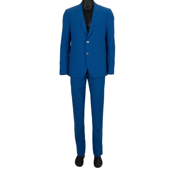 Cotton suit with peak lapel in blue by MOSCHINO