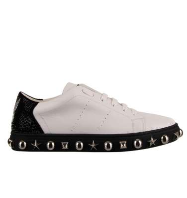 Studded Crystals Low-Top Sneaker White Black