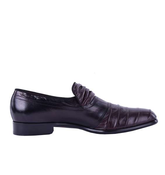 Bi-color slip-on shoes SIENA CAPRILUX made of pleated kangaroo leather by DOLCE & GABBANA Black Label