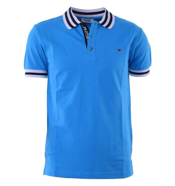 Polo-Shirt mit gestreiftem Kontrast-Kragen und Logo von MOSCHINO First Line