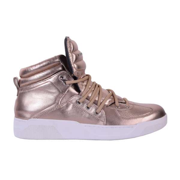 Shiny Nappa Lambskin High-Top Sneaker BENELUX by DOLCE & GABBANA Black Label