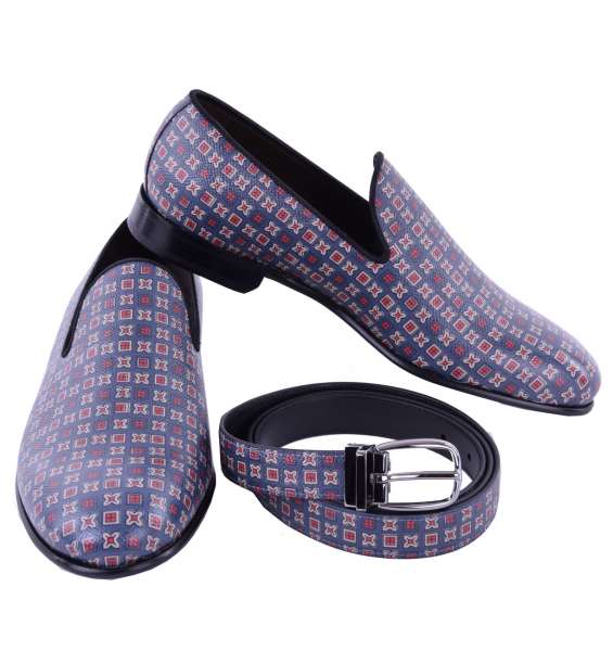 Gift Set including dauphine leather loafer shoes MILANO and belt with neckwear pattern by DOLCE & GABBANA