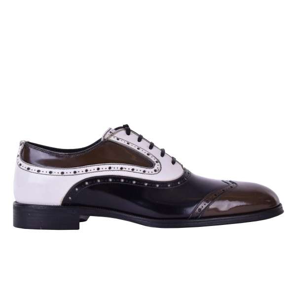 Multicolor calfskin brogues business shoes ROMA by DOLCE & GABBANA Black Label