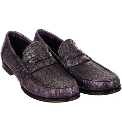 Caiman Leather Moccasins GENOVA Purple 42