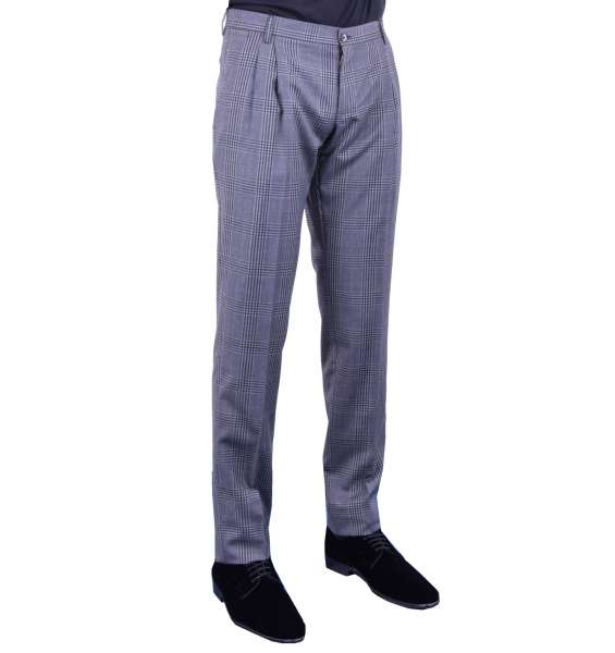 Classic Trousers with check pattern made of virgin wool by DOLCE & GABBANA Black Line