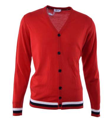 Virgin Wool Cardigan Red