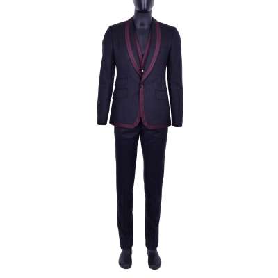 3-Pieces Virgin Wool Suit Gray Bordeaux