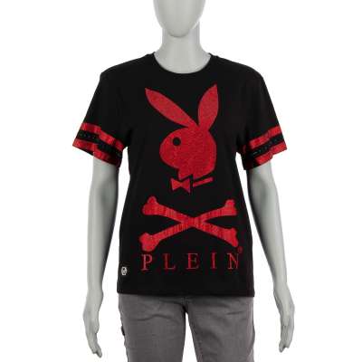 Bunny Strass T-Shirt Schwarz Rot