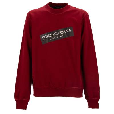 DG Logo Patch Baumwolle Pullover Sweater Rot Schwarz 52 L 