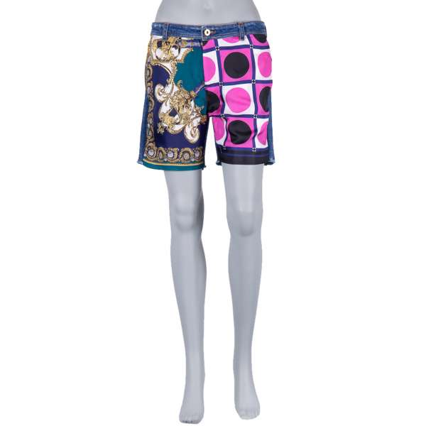 Denim und Seide Jeans-Shorts in Blau und Pink von D&G DOLCE & GABBANA