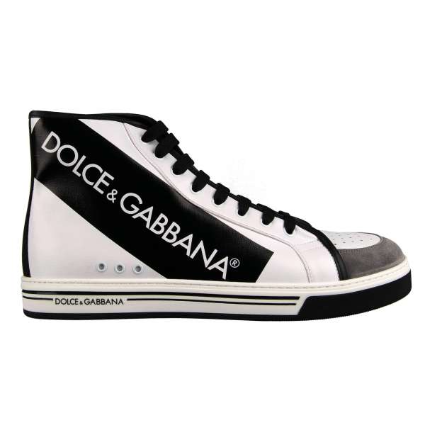 High Top Sneaker ROMA made of canvas and leather with large logo print by DOLCE & GABBANA