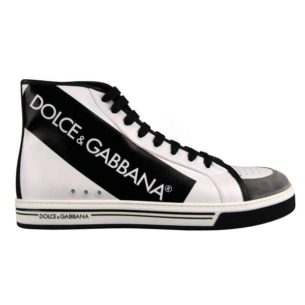 High Top Sneaker ROMA aus Canvas und Leder mit großem Logo Print von DOLCE & GABBANA