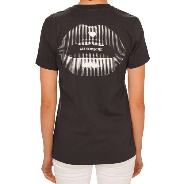 Baumwolle T-Shirt mit Logo und Will You Marry Me Lippen Glitter Print in schwarz von OFF-WHITE c/o Virgil Abloh