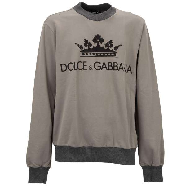 Cotton sweater / sweatshirt with Crown and Logo print by DOLCE & GABBANA