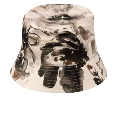 Exclusive DG Logo Bucket Fisherman Hat Flower Print Khaki Beige